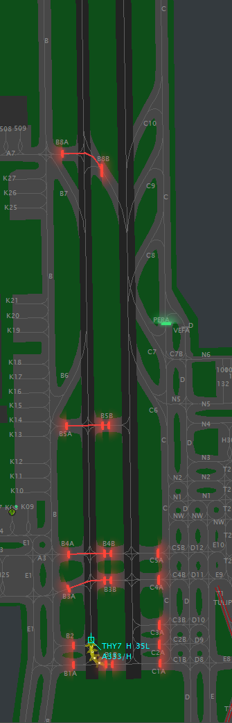 REL on the EuroScope radar — placeholder; replace with a real screenshot